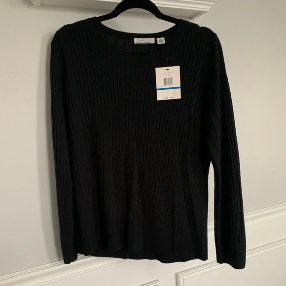 NWT- Womens Black Cable Knit Sweater- size  XL - Picture 2 of 7